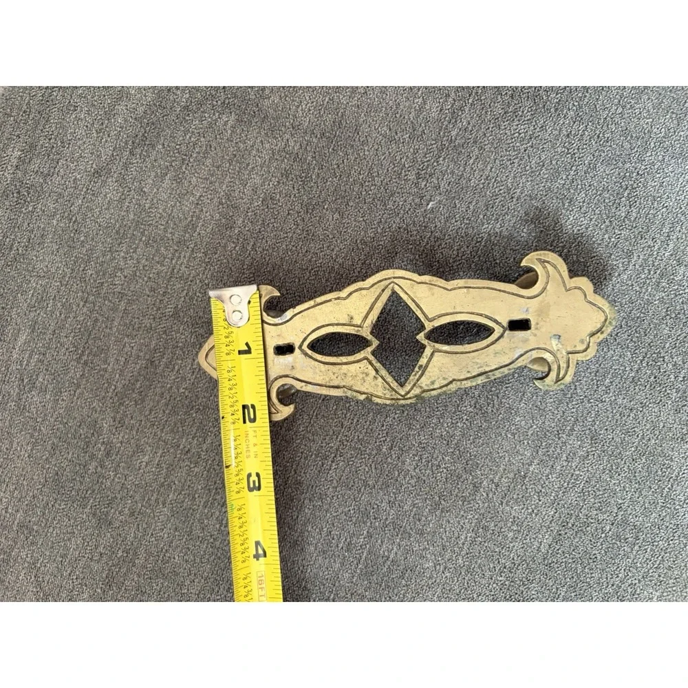 Brass Antique Vintage Dresser Drawer Pull Handle ? Backplate or Escutcheon
